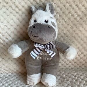 Hug Fun My Babys Easter Plush Grey White Zebra Embroidered Eyes Stuffed Animal